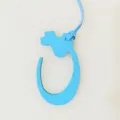 Blue leather Arabic letter bag charm detail, stylish luxury style accessory for bags - Sky Blue