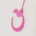 Pink leather Arabic letter bag charm detail, stylish handbag pendant accessory for women. - Rose Red