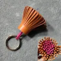 Leder Quaste Taschenanhänger süßer zweifarbiger Schlüsselanhänger Metall Zubehör für Handtasche - Innen Rosenrot mit Orange