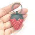 Cute leather strawberry keychain bag charm and car key ring pendant for women gift - Red Strawberry With Keychain