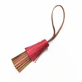 Zweifarbiger Leder Quasten Tasche Anhänger schickes Lammfell Accessoire Damen Handtaschen - Braun Und Rot