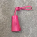 Pink leather tassel bag charm handmade car mirror pendant cute key ring accessory for women - Rose Red Short Tassel