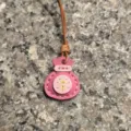 Handmade genuine leather fortune bag keychain candy-colored cute women bag pendant charm - Pink