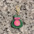 Llavero colgante de bolso de la suerte de cuero hecho a mano rosa verde para llaves - Verde