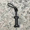 Black leather alphabet letter bag charm initial pendant keychain accessory for women handbag - Uppercase Letter I / Black