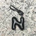 Black leather letter N bag charm alphabet pendant key chain chic purse accessory car keyring - Capital Letter N / Black