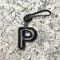Black leather letter P bag charm, initial alphabet keyring pendant for women handbag car accessories. - Uppercase Letter P / Black