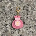 Handmade genuine leather lucky bag keychain charm, candy pink car bag pendant accessory. - Pink