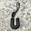Black leather letter U bag charm alphabet initial pendant car accessory detail view - Uppercase Letter U / Black