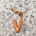 Light brown leather letter V bag charm, sheepskin initial pendant for women and car accessories. - Letter V / Tan