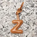 Light brown leather alphabet Z bag charm, premium sheepskin initial pendant for women accessories - Letter Z / Tan