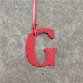 Red leather letter G bag charm accessory, stylish monogram initial pendant for handbags. - Red