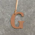 Brown leather letter G bag charm pendant stylish uppercase alphabet handbag ornament accessory. - Brown