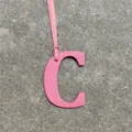 Pink leather letter C bag charm pendant cute monogram keychain accessory for women handbag decoration - Pink