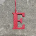 Red leather letter E bag charm pendant for handbags purse accessory stylish decorative key chain - Red