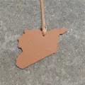 Syria map leather bag charm and car hanging pendant stylish souvenir accessory key chain decoration - Brown
