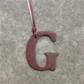 Leather uppercase letter G bag charm accessory, stylish monogram keychain pendant for women handbags. - Burgundy