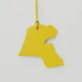 Yellow leather Kuwait map bag charm stylish purse accessory and cute car hanging ornament - Yellow