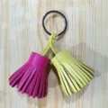 Dual color leather tassel keychain handbag charm cute grass skirt pendant for car keys new - Rose Red and Yellow