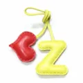 Handmade leather letter Z and red heart bag charm pendant for women handbags and car decor. - Light Yellow with Bright Red Heart