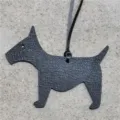 Charm sac en cuir chien terrier noir et pendentif porte-clés pour sacs à main de femmes. - Noir