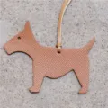Breloque sac chien cuir marron porte-clés mignon chiot pendentif pour sac à main femme. - Marron