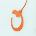 Orange leather Arabic letter bag charm stylish purse pendant accessory vibrant keychain - Orange