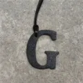 Black leather letter G bag charm pendant stylish uppercase alphabet keyring handbag accessory - Black