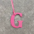 Pink leather letter G bag charm accessory, stylish monogram keychain for women's handbags. - Rose Red