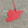 Red leather Syria map shape bag charm car hanging ornament stylish leather pendant accessory decor - Red