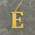 Yellow leather alphabet letter E bag charm pendant stylish handbag accessory for women. - Yellow