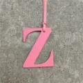 Pink leather letter Z bag charm initial pendant for women handbags purses accessory decoration. - Pink