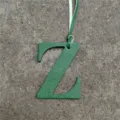 Green leather letter Z bag charm stylish monogram pendant for women handbags and accessories. - Green