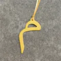 Yellow leather Arabic letter bag charm pendant fashion women handbag accessory car hanging decor - Yellow