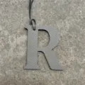Elegant Grey Leather Letter R Bag Charm Initial Pendant for Fashion Women Handbag - Gray