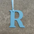 Epsom leather letter R bag charm detail, stylish monogram pendant accessory for women handbags. - Sky Blue