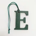Dark green leather letter E bag charm elegant monogram accessory for purses and handbags - Dark Green