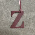 Colgante de bolso con letra Z de cuero llavero inicial elegante accesorio para bolso de mujer - Burdeos
