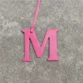 Pink leather letter M bag charm chic monogram purse pendant stylish keychain accessory for women - Rose Red