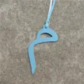 Light blue leather Arabic letter bag charm stylish purse accessory and car hanging decor - Sky Blue