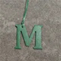 Green leather letter M bag charm alphabet pendant stylish keychain car accessory gift - Green