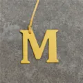Yellow leather letter M bag charm cute alphabet keychain car hanging ornament accessory - Yellow