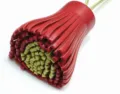 Rot grün Leder Quaste Tasche Anhänger süß zweifarbig Auto hängend Ornamente Dekor - Ca. 6x3cm / Hellgelb Innen mit Rot