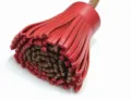 Süßer zweifarbiger Leder Quasten Taschenanhänger stilvoller Auto Deko roter brauner Anhänger - Ca. 6x3cm / Innen Braun mit Rot & offener Ring