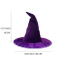 Purple velvet witch hat Halloween costume accessory wizard cosplay hat size 40x38cm - One Size / Purple
