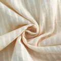 Light beige striped fabric detail, soft breathable summer clothing material closeup. - S / Khaki