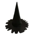 Zwarte mesh heksenhoed voor Halloween feest, spitse hoed met gekarteld randontwerp voor dames. - Onregelmatige Rand / Zwart