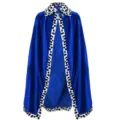 Kids royal blue velvet cape cloak for Halloween party, prince and king costume dress up. - 80cm / Dark Blue