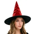 Rode Halloween fluwelen heksenhoed met zwarte rand voor feestkostuum en accessoires - Eén maat / Flannel Heksenhoed / Rood