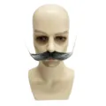 Halloween grande manubrio finto baffi costume festa nero bianco forma barba accessorio - Baffi Curvi Extra Grandi / Nero grigiastro